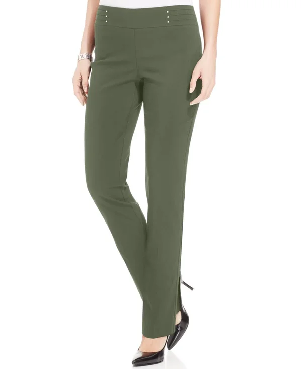 Jm Collection Womens Studded Pull on Dress Pants Green XL