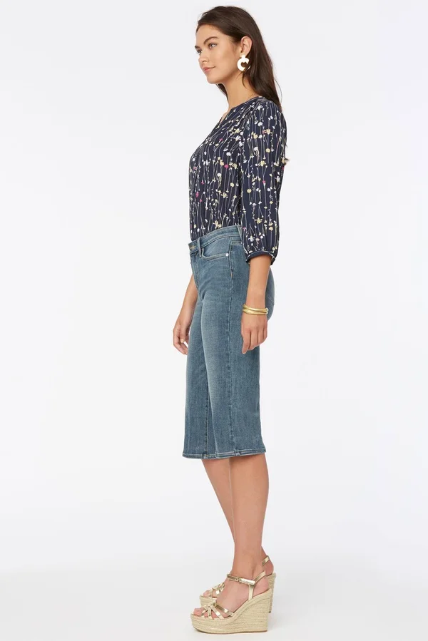 Nydj Wide Leg Pedal Pusher Jeans - Seline - Blue - 10