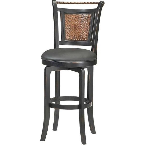Hillsdale Norwood 30.5x22 Swivel Bar Stool in Black and Copper - 25 x 19
