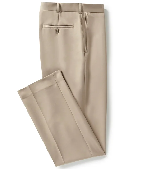 Roundtree Yorke TravelSmart Non-Iron Flat-Front Ultimate Comfort Microfiber Dress Pants, Mens, 40 29, Light Khaki - Dillard&s Ex
