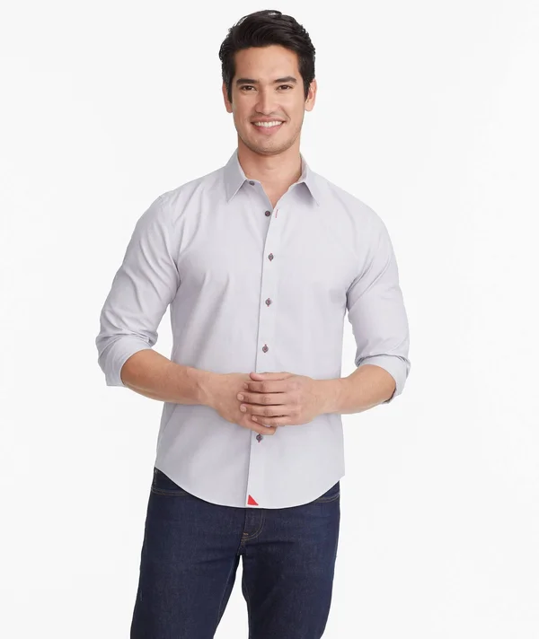 Wrinkle-Free Rubican Shirt - Gray with Red Stitching, UNTUCKit