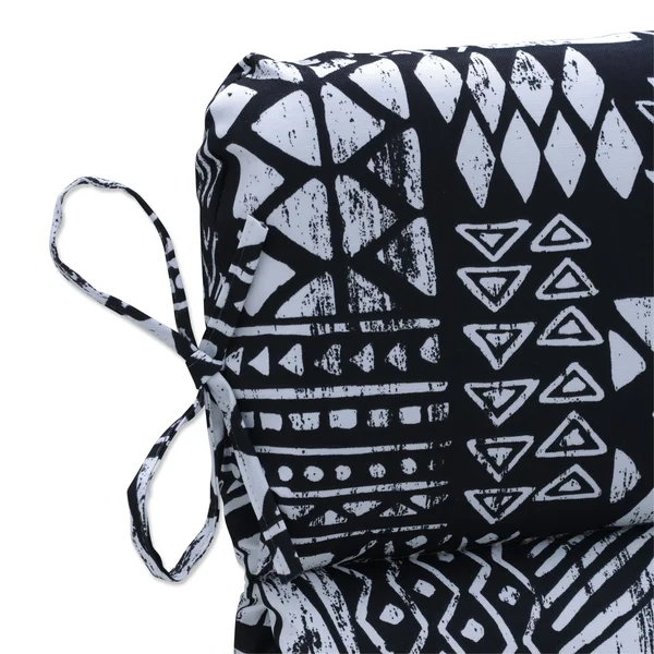 Pillow Perfect - Geo Block Black Black Rounded Corners Chair Cushion