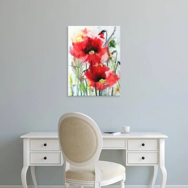 Easy Art Prints Karin Johannesson's 'Red Poppies' Premium Canvas Art - 40 x 30 - Modern Black Frame
