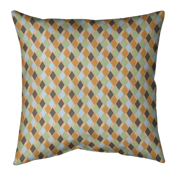Multicolor Retro Diamonds Throw Pillow - 20 x 20 - Blue Multicolor - Cotton