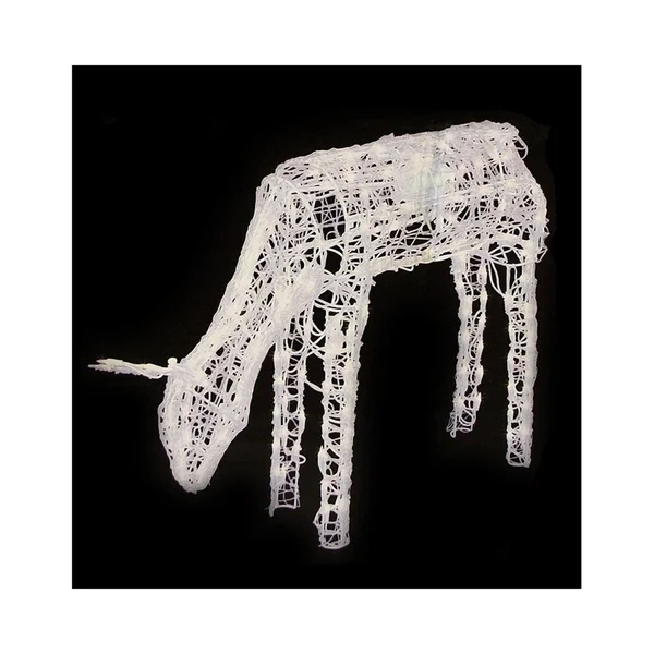 Northlight 42x22 3-D Glitter Animated Feeding Doe Reindeer Lighted Christmas Yard Art Decoration - Clear Lights
