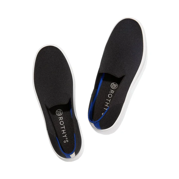 Rothy&s Black Slip-On Sneakers, Black Solid, Size 8.5