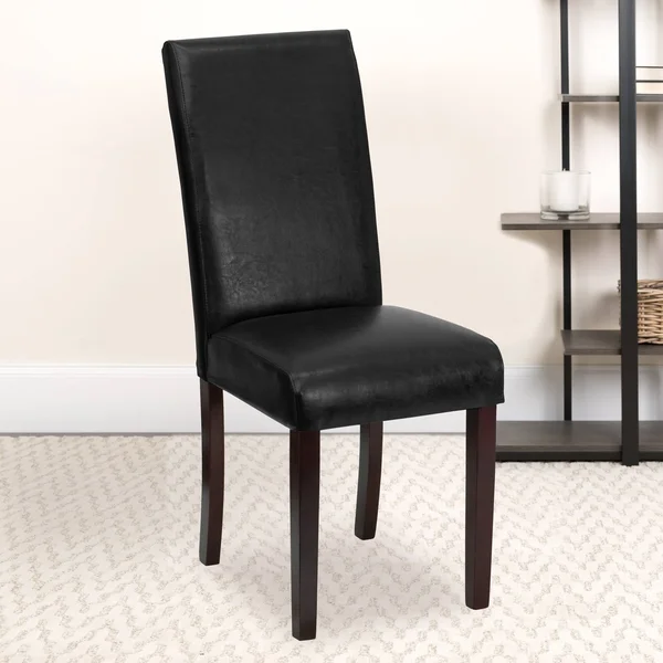 Porch & den Stonehurst Ashton Leather and Mahogany Parsons Dining Chair (Brown)