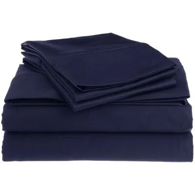 Darby Home Co Amherst Deep Pocket 1200 Thread Count 100% Egyptian-Quality Cotton Sheet Set Size: California King - Color: Navy Bl