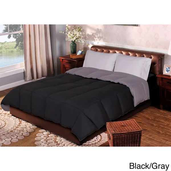 Grand Down All Season Down Alternative Reversible Comforter, Black/Grey, Twin XL