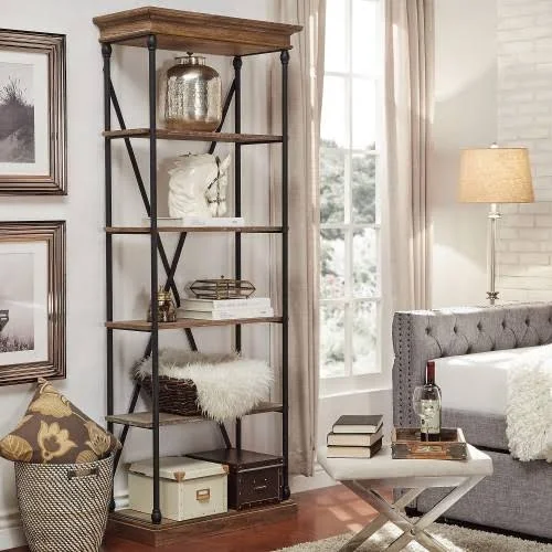 Chelsea Lane Wooden Bookcase - Brown, 33x22, 14.5" x 11.25"