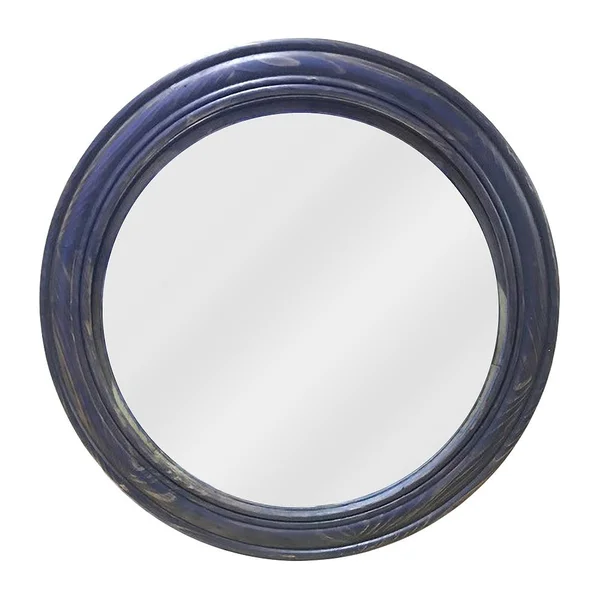 Liz Black and Camouflage Color 26x22 Round Wood Wall Mirror