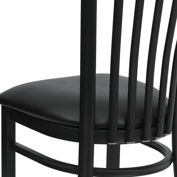 Flash Furniture Hercules School House Back Metal Dining Chair, Black Vinyl