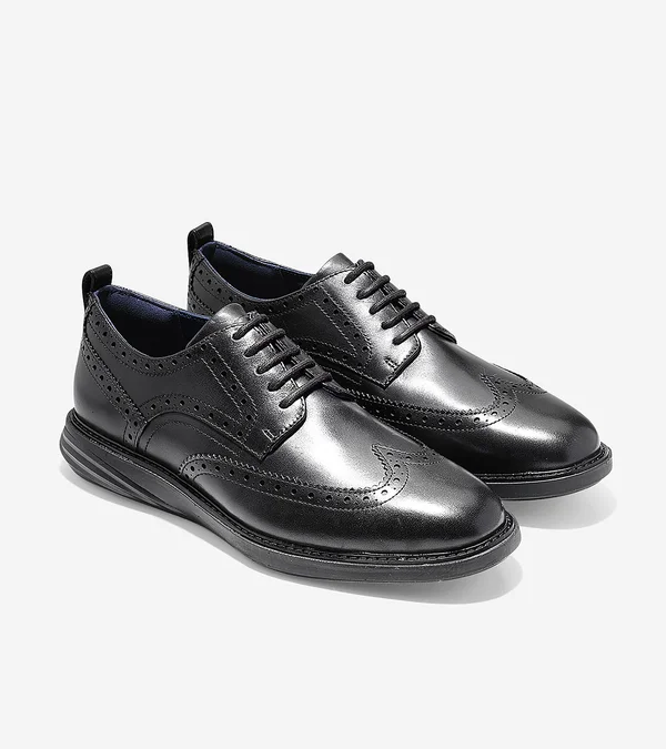 Cole Haan Men's Grandevolution Wingtip Leather Oxfords - Black - Size 8.5