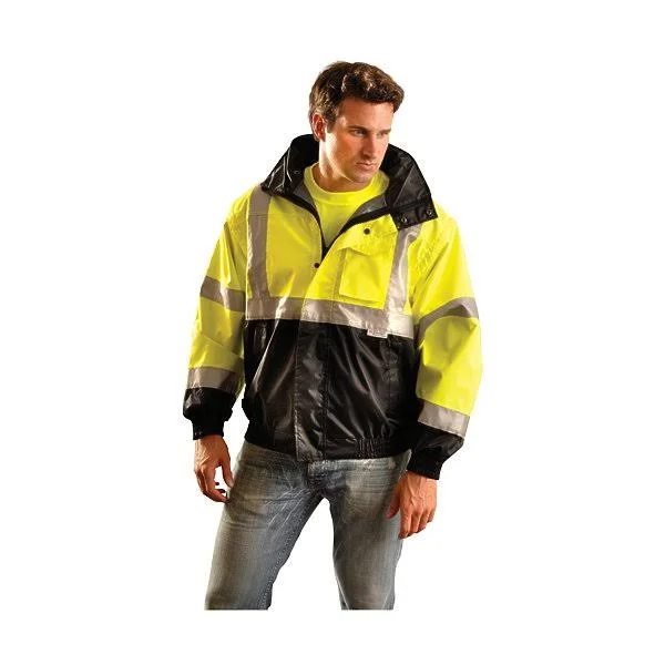 Occunomix LUX-TJBJ-BYS 4-Way Black Bottom Bomber Jacket, Yellow, S, Class 3