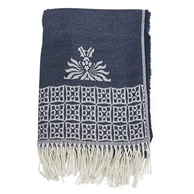 Blue Medallion Fringe Throw