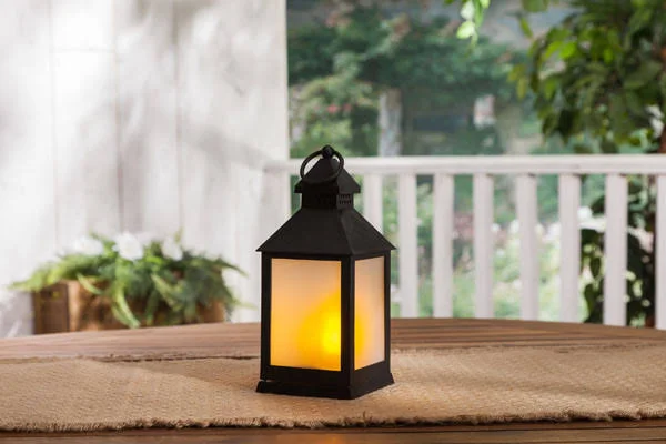 Fireglow LED Plastic Lantern with Frosted Panes - 9.25 inch