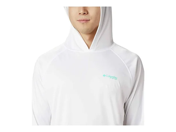 Columbia Terminal Tackle Hoodie S - White, Bright Aqua Logo