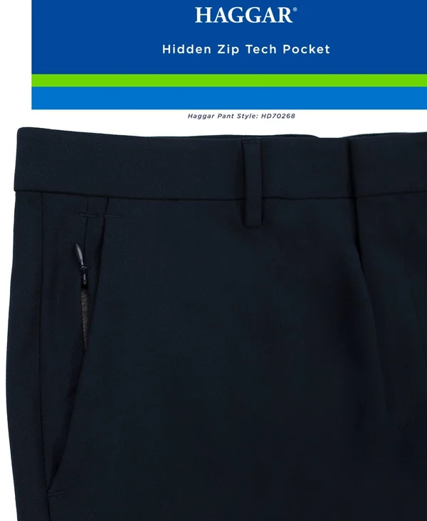 Haggar Htr Grey Active Series Straight Fit Flat Front Dress Pants