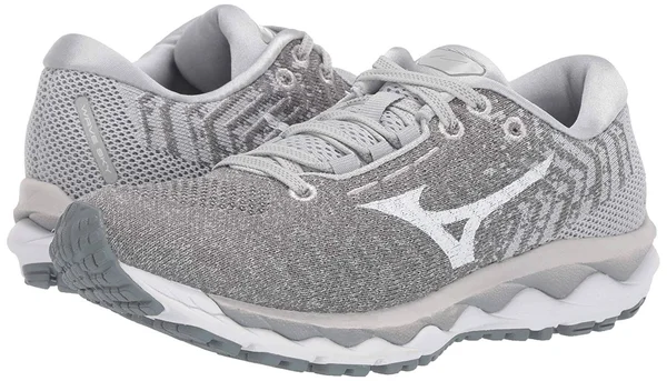 Mizuno Women's Wave Sky Waveknit 3 Running Shoe - Glacier Gray-white, Size 7.5