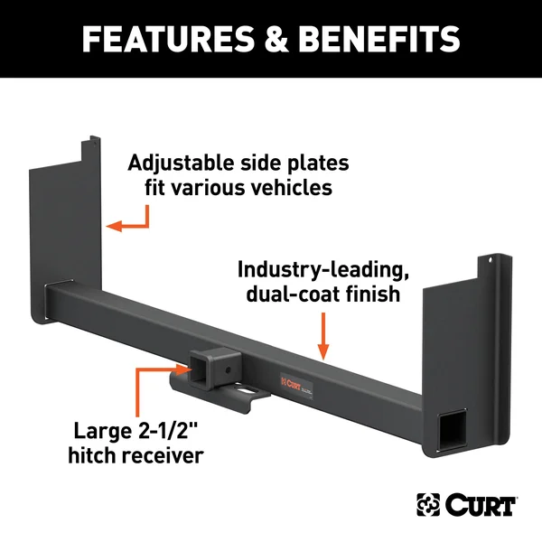 Curt 15926 Universal Weld-On Trailer Hitch, 2-1/2x22 Receiver (Up to 62x22 Frames, 18x22 Drop)