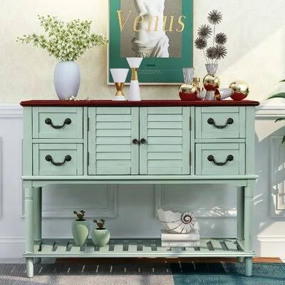 Dorthy 45.3x22 Console Table Rosecliff Heights Table Top Color: Walnut - Table Base Color: Turquoise