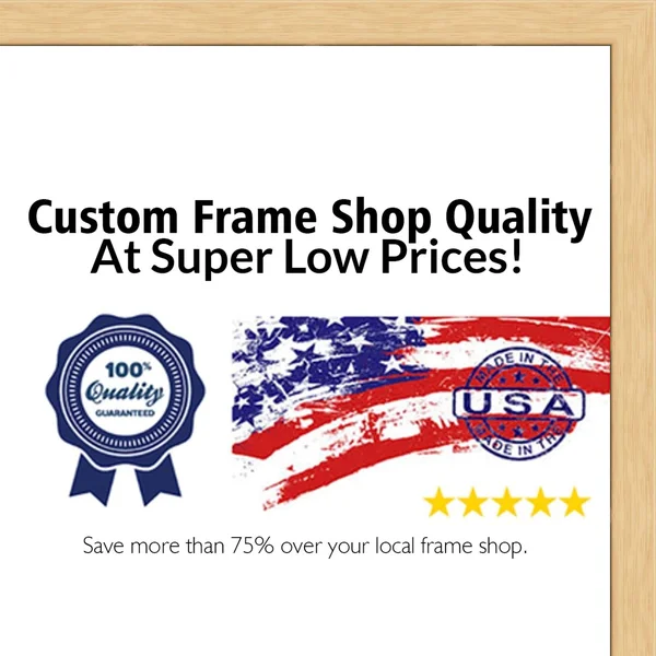 CustomPictureFrames 24x32 - 24 x 32 Natural Oak Flat Solid Wood Frame with UV Framer&s Acrylic & Foam Board Backing - Great