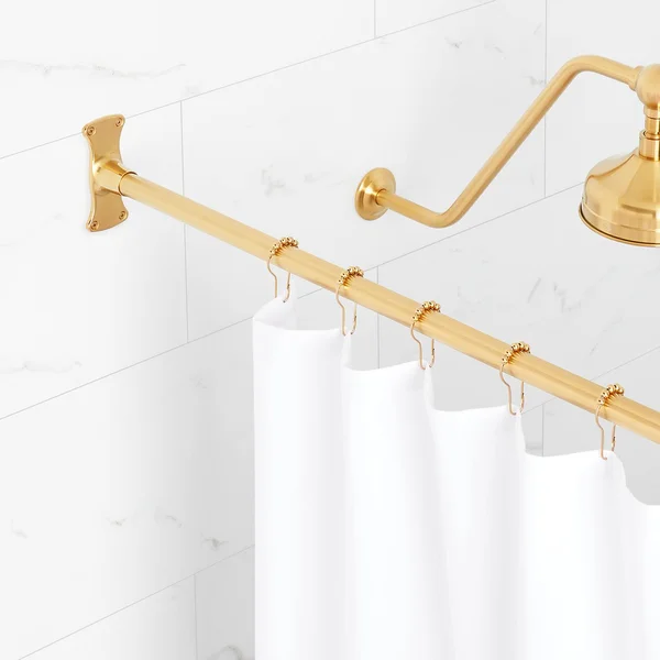 48x22 Straight Solid Brass Shower Rod - Brushed Nickel - Signature Hardware