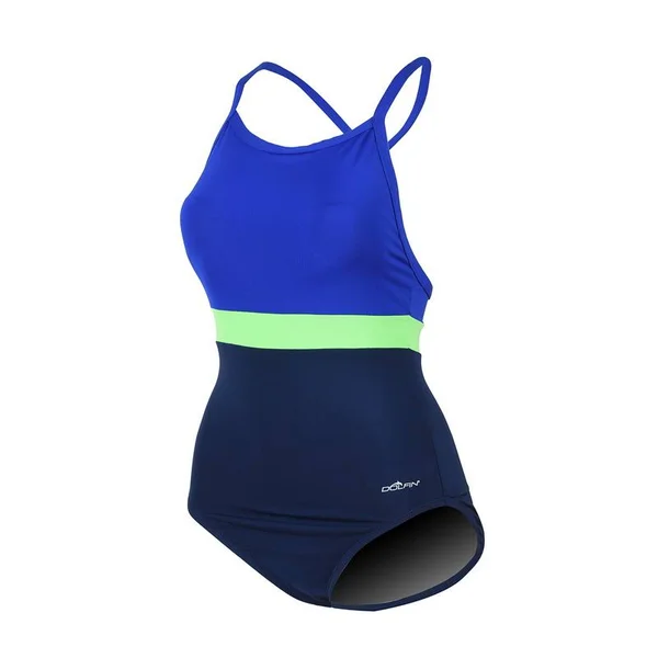 Dolfin Women's Aquashape X-Back One Piece Navy - Blue, Lime 18
