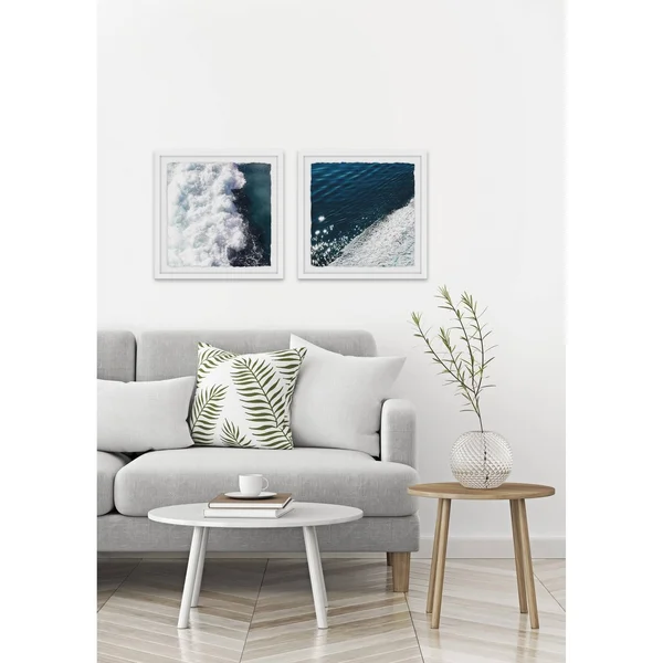 Marmont Hill MH-INGBED-1413-WFPFL-64 32x22 x 64x22 - Two Panel Framed Giclee Waves P Blue