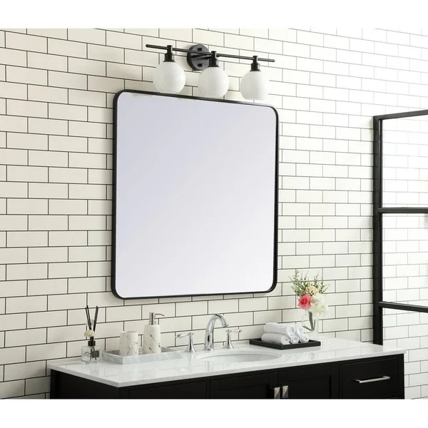 Ezra Soft Corner Metal Rectangular Mirror - Blue - 36x22 x 40x22