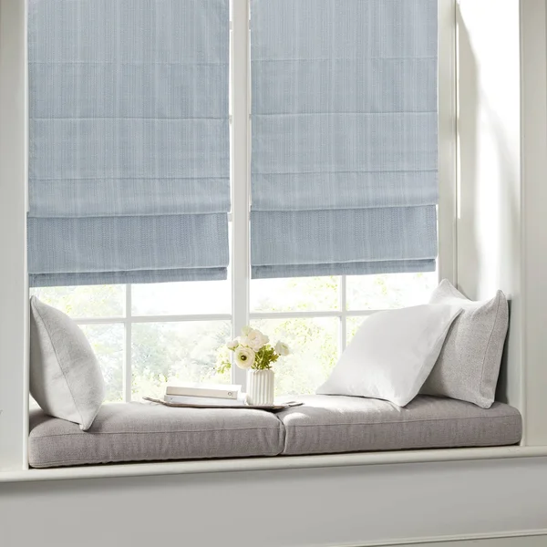 Madison Park 100% Polyester Basketweave Room Darkening Cordless Roman Shade, MP40-7318