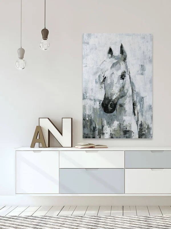 Marmont Hill Horse Portrait Canvas Wall Art - 24 inch x 16 inch, Size: 1.50 inch x 16.00 inch, White
