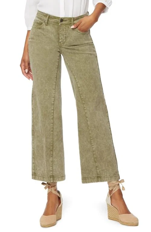 Petite Women's Nydj Teresa Cropped Wide Leg Jeans, Size 00p - Green