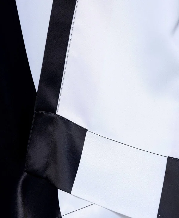 Awning Black & White Stripe Grommet Blackout Curtain