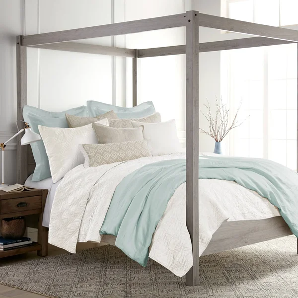 Levtex Home Washed Linen King Duvet Cover Blue