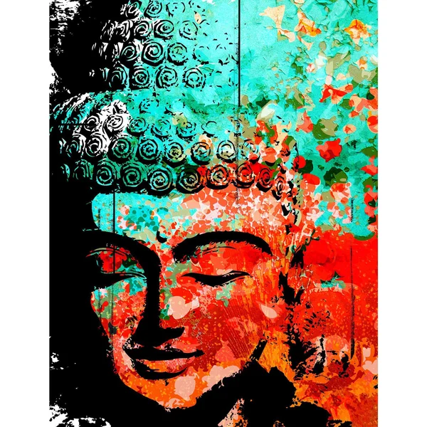 Marmont Hill Buddha Green Red by Rick Martin Painting Print on Wrapped Canvas, Size: 30x22 x 36x22