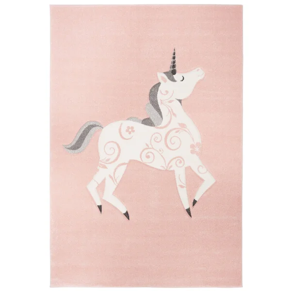 Safavieh Carousel Kids Unicorn Rug, Pink/Ivory, 8& x 10&