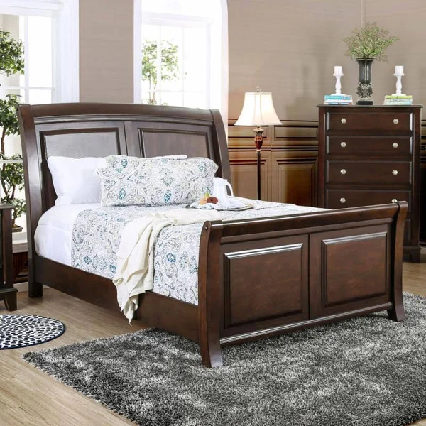 Furniture of America Millard Sleigh Bed, Size: Queen, Brown
