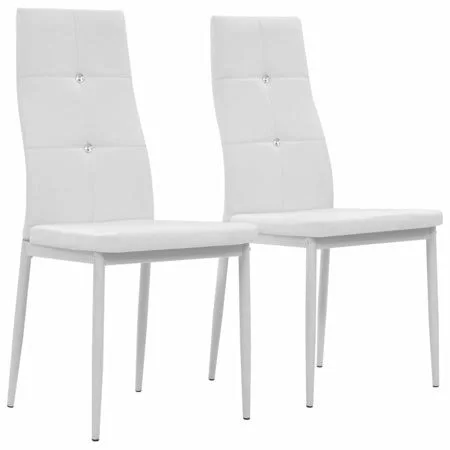 Htovila Dining Chairs 2 Pcs White Faux Leather, Size: 16.9