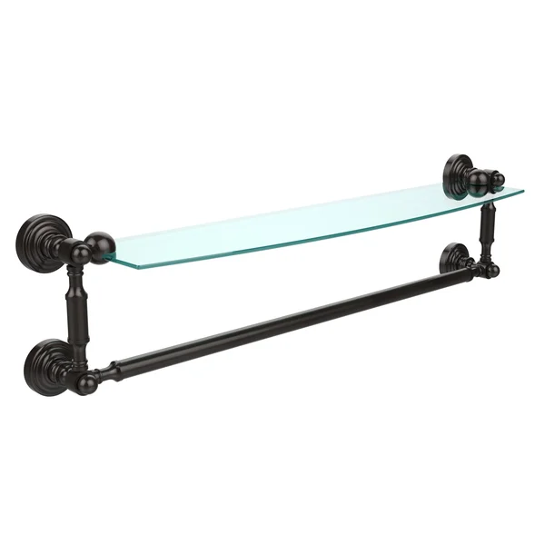 Allied Brass Waverly Place Collection 24x22 Glass Vanity Shelf with Integrated Towel Bar Oil Rubbed Bronze