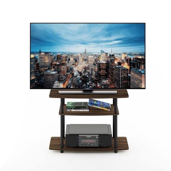 Furinno 13192 Turn-N-Tube No Tools 3-Tier TV Stands - Columbia Walnut/Black
