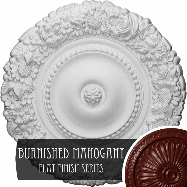 21x22OD x 2x22P Marseille Ceiling Medallion (Fits Canopies Up to 7 3/8x22), Hand-Painted Brushed Mahogany