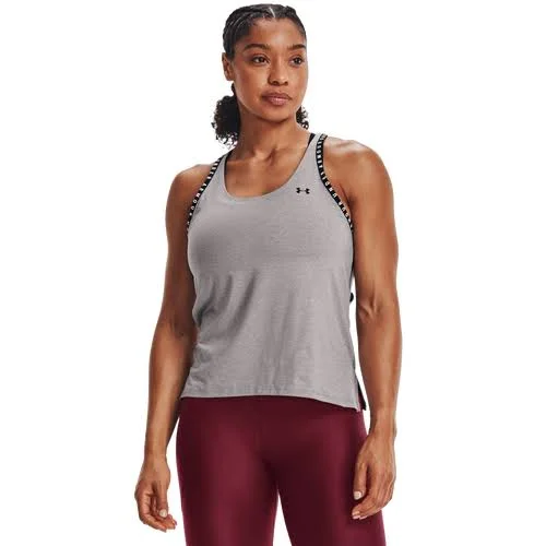 Under Armour Womens Knockout Mesh Back Tank - Womens Light Grey/Black Size Xs