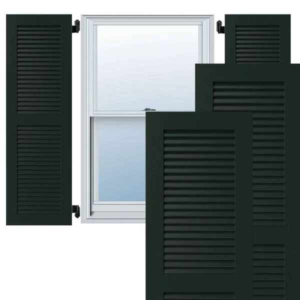 Ekena Millwork CWL12X075CGC 12x22W x 75x22H Exterior Composite Louvered Shutters (Per Pair) - Chrome Green