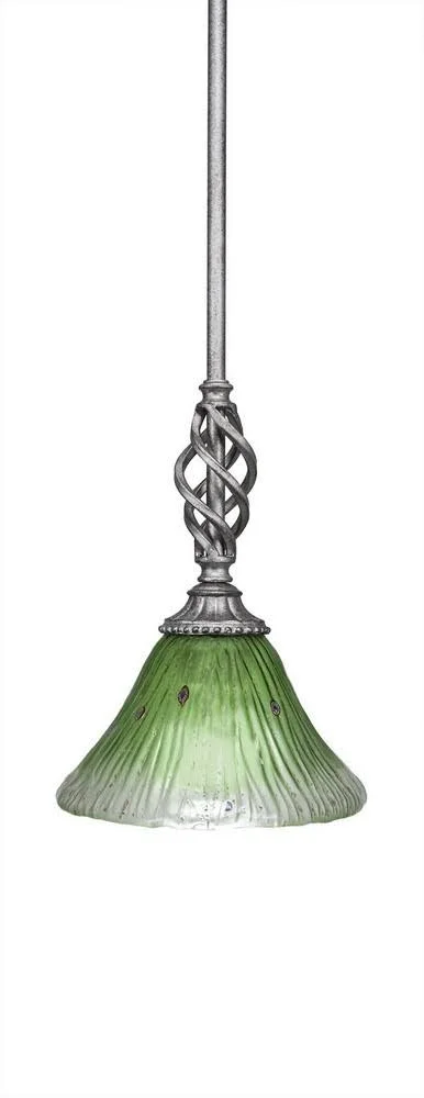 Toltec Lighting-80-AS-753-Elegant - 11.75 One Light Mini Pendant Kiwi Green Crystal Glass Aged - Silver