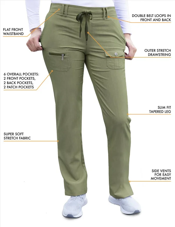 Adar Pro Heather Breakthrough Plus Scrub Set for Women - Enhanced V-Neck Top & Multi Pocket Pants - 4400H - Heather Olive