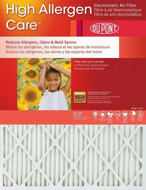 Dupont High Allergen Care Air Filters (4 -Pack) 22x22x1 White