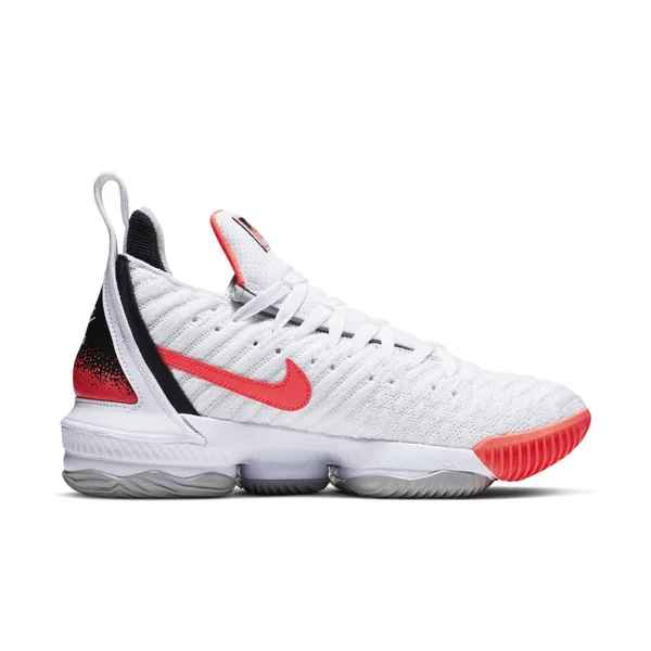 Nike Mens James LeBron 16 Basketball Shoes - White/Hot Lava/Silver, Size 11.5