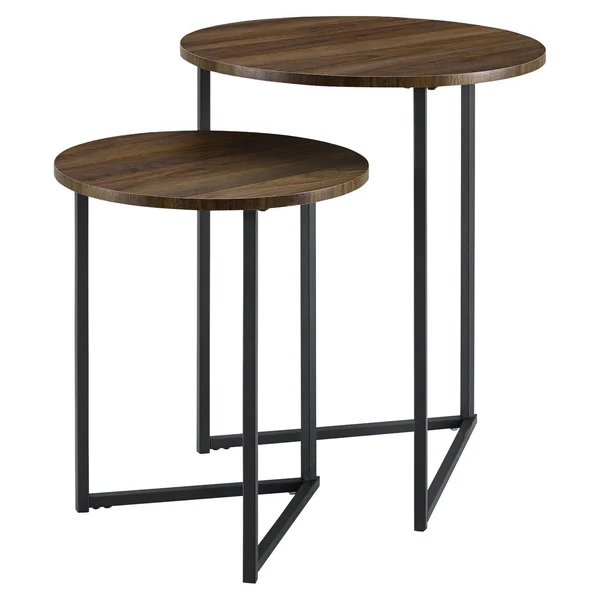 Manor Park 2 Piece Round Nesting End Table Set - Black