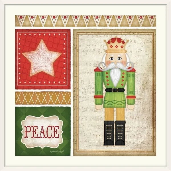 Great Big Canvas &Christmas Art &Nutcracker Peace Square& by Jennifer Pugh Graphic Art Print Format: White Frame, Size: 35x22 H